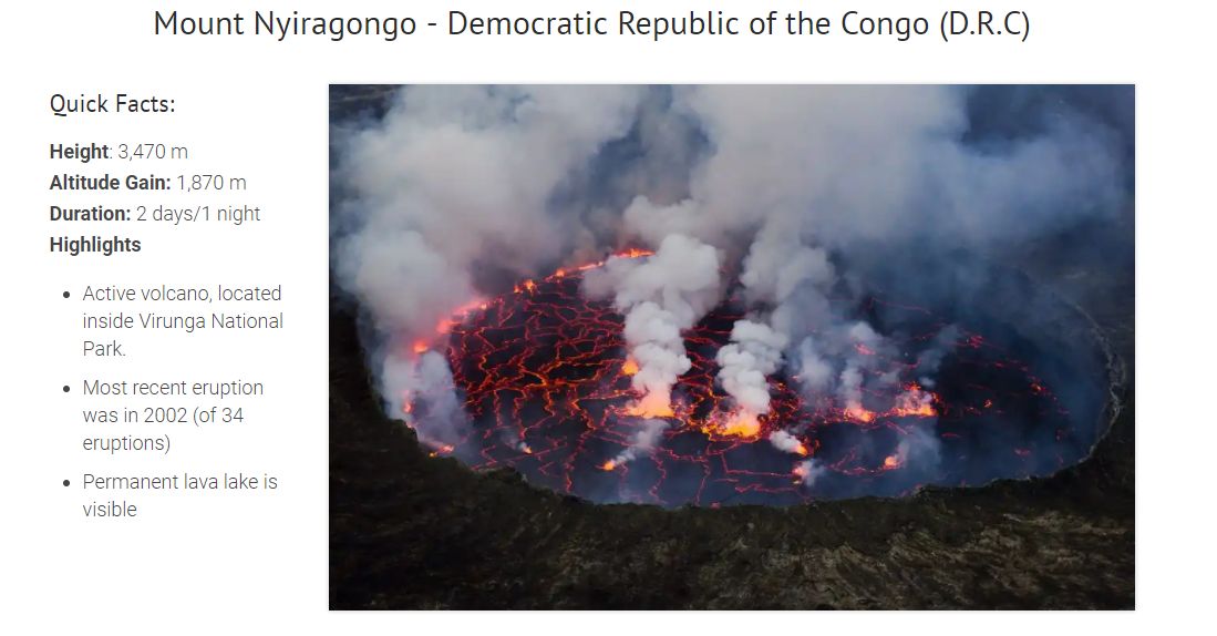 Нийрагонго (Mount Nyiragongo 3470 м) – действующий вулкан, расположенный на территории Конго