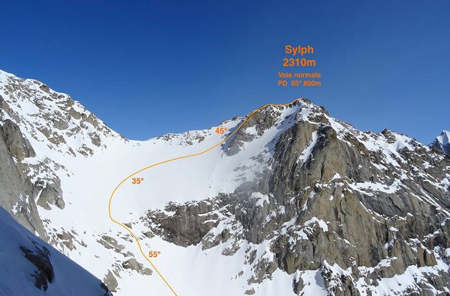Линия горнолыжного спуска с южного склона горы Sylph. Фото Matthieu Rideau
