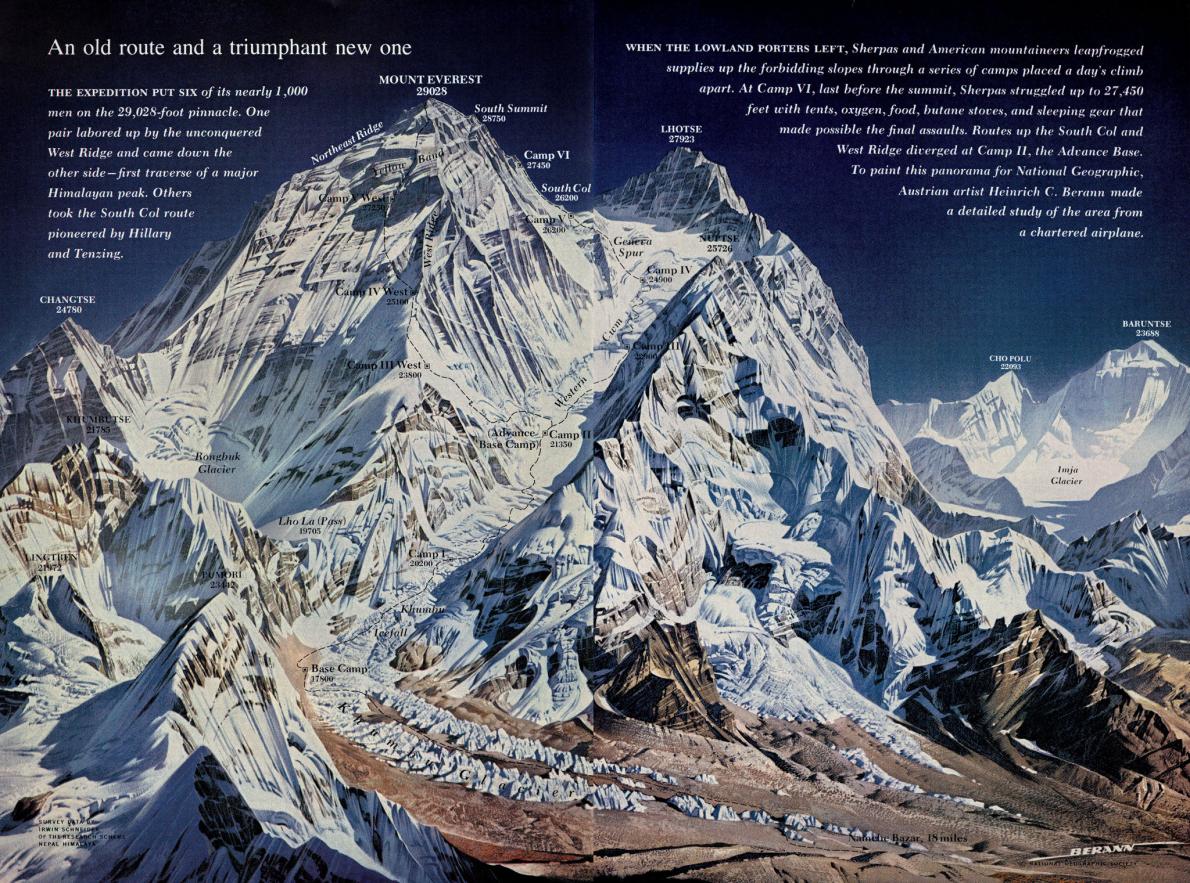  Первый американский маршрут на Эверест, 1963 год. Фото National Geographic