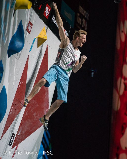 Якоб Шуберт в комбинированном финале Чемпионата Мира по скалолазанию 2018