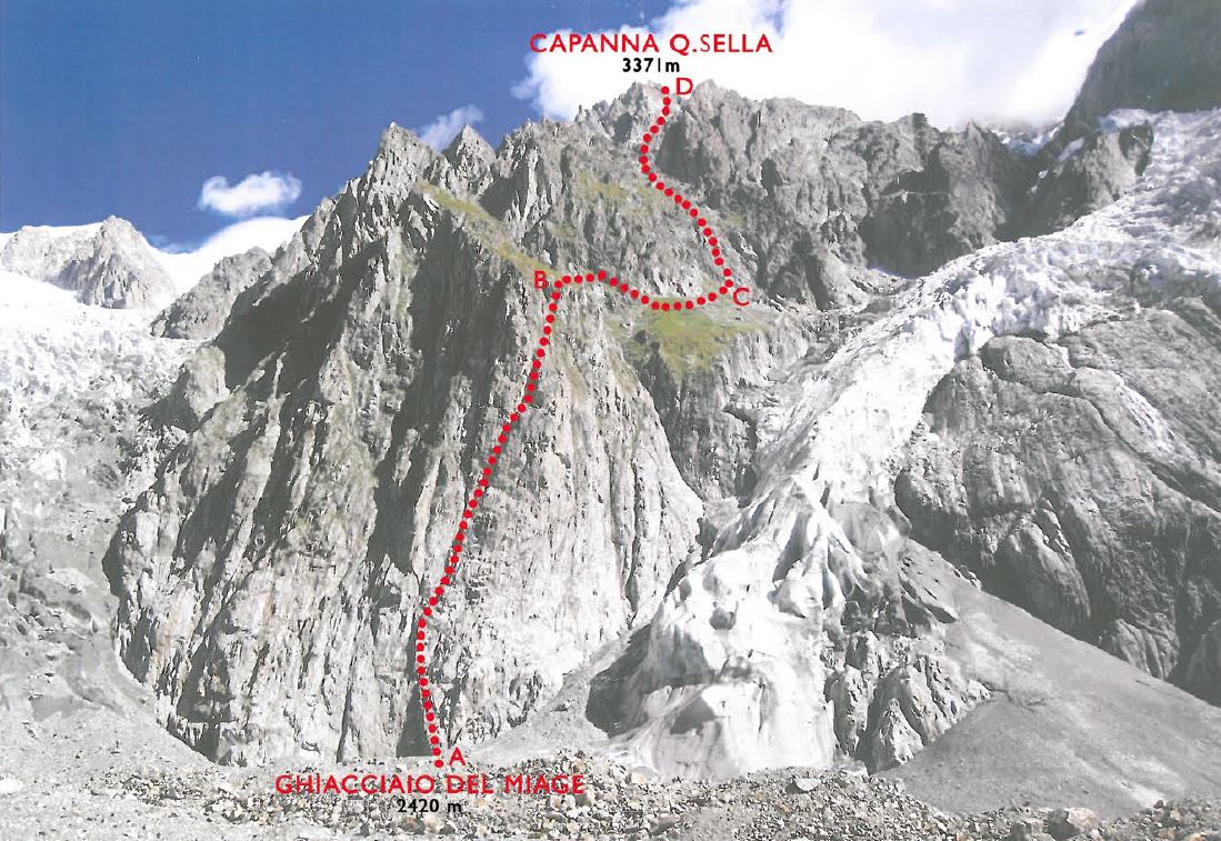 Новый маршрут восхождения к горной хижине Квинтино Селла (Quintino Sella) на итальянской стороне Монблана