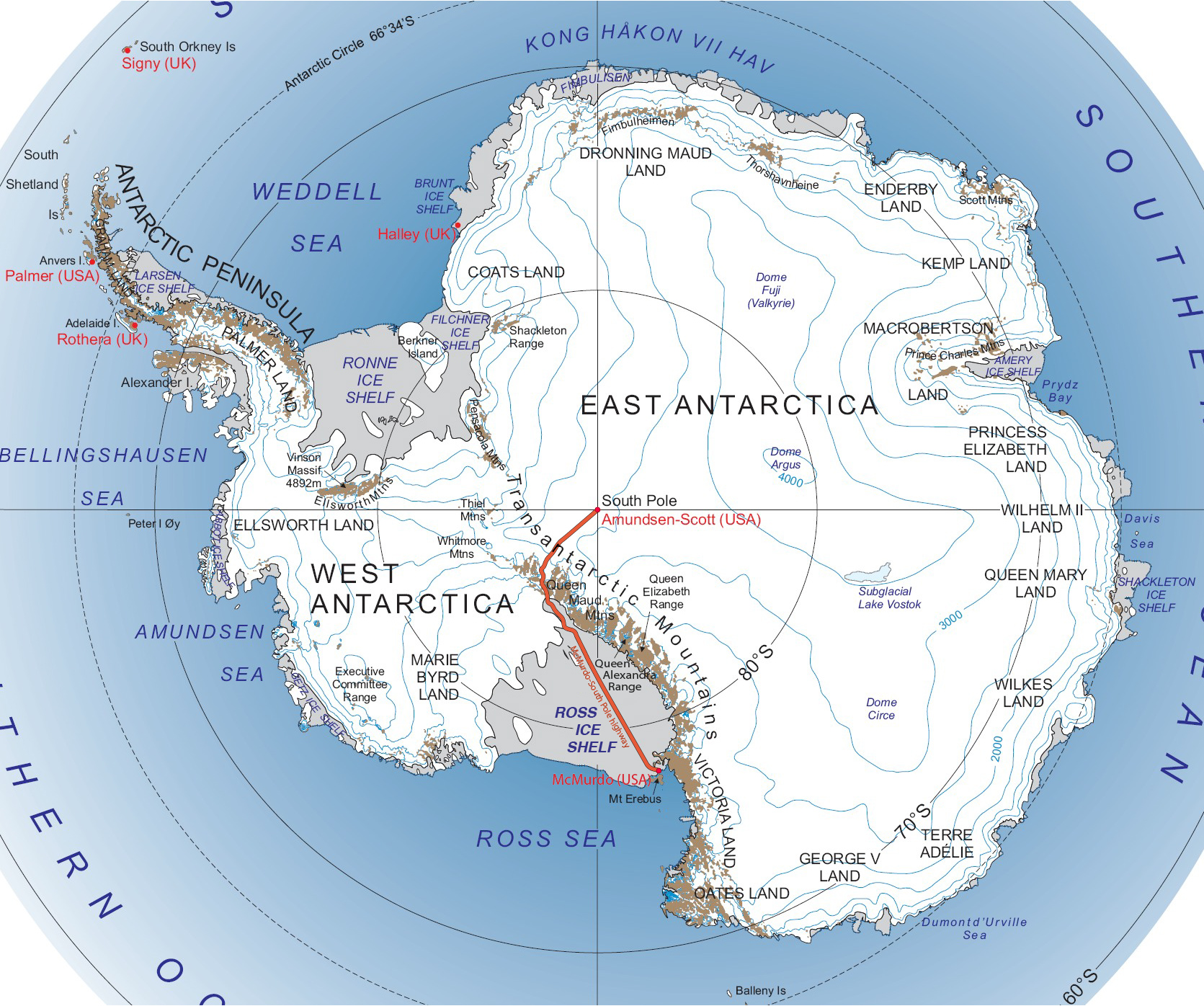 Шоссе Мак-Мердо — Южный полюс (McMurdo-South Pole Highway) или траверс Южного Полюса (South Pole Traverse).