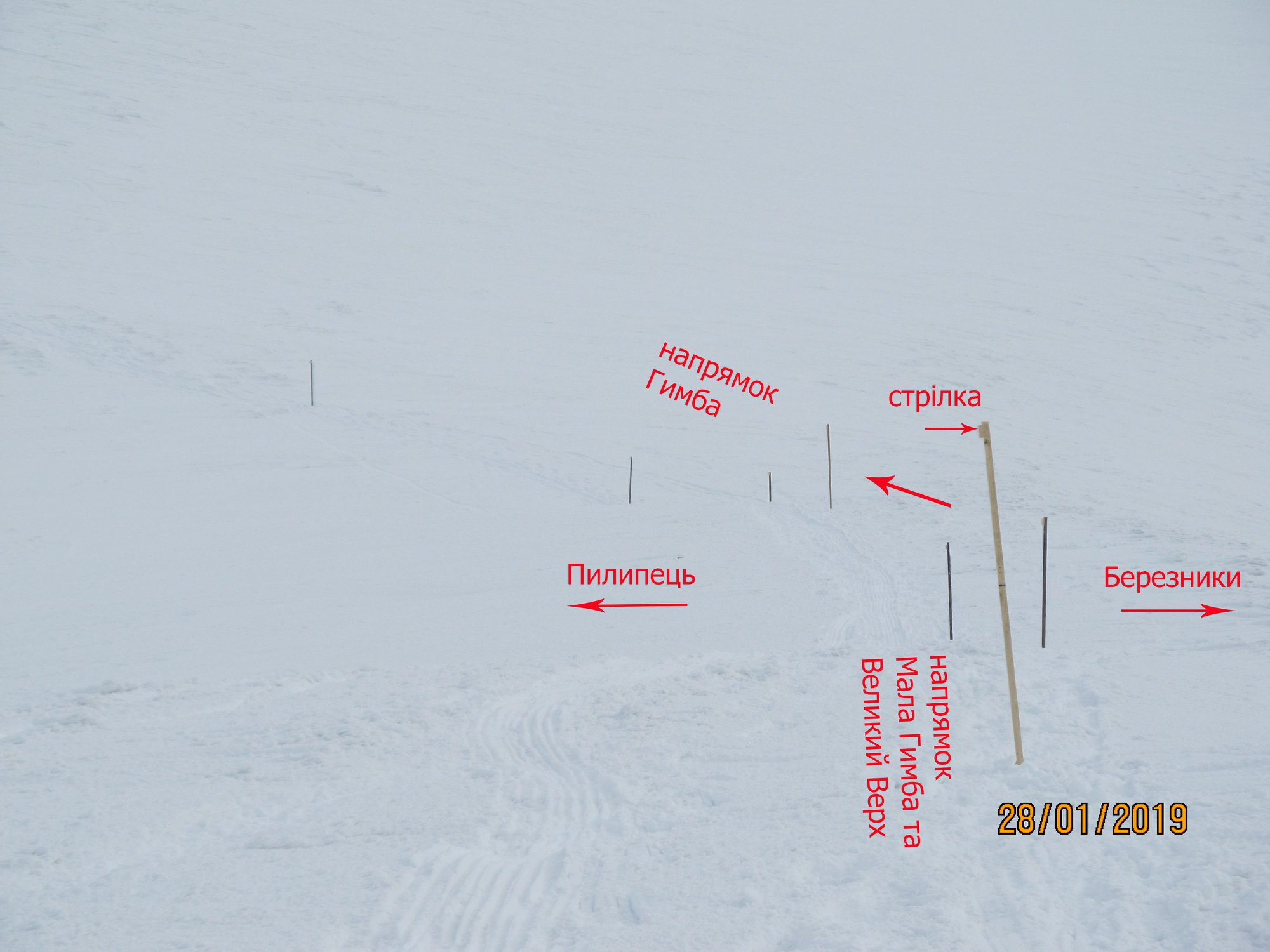 информационные указатели для туристов и лыжников на горе Гемба (Боржавский хребет) в Карпатах. Фото Василий Гутиряк