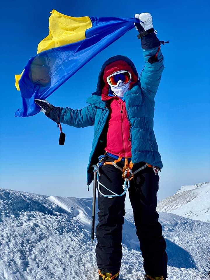 Оксана Літинська на вершині массиву Вінсон, Антарктида, грудень 2019 року