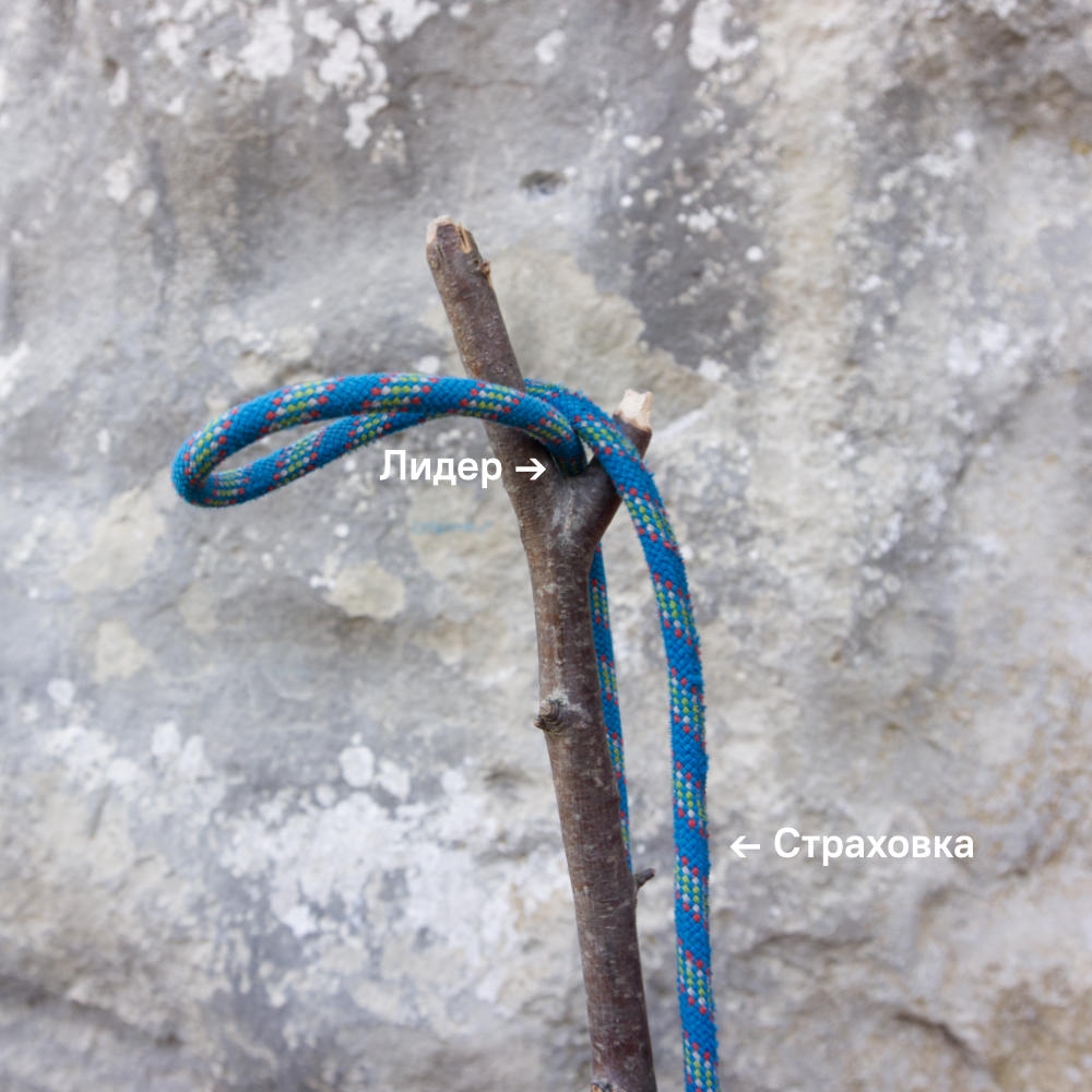 Заготовка верёвки, чтобы вщелкнуть её в оттяжку. Обратите внимание на положение прядей. Фото Кирилл Белоцерковский