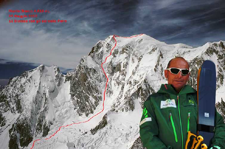  25 мая 2020 года итальянский горный гид Эдмонд Жойсаз (Edmond Joyeusaz) совершил исторический первый горнолыжный спуск с вершины Монблана по маршруту, впервые открытому Джани Комино (Gianni Comino) и Жан Карло Грасси (Gian Carlo Grassi) в 1979 году. Фото Edmond Joyeusaz