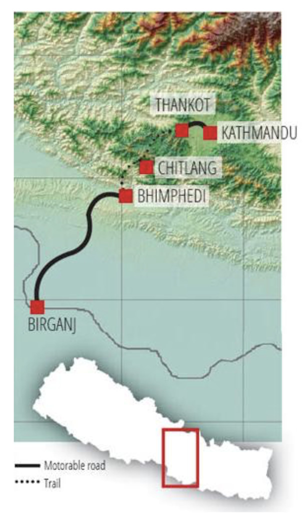 маршрут переноса автомобилей в Катманду