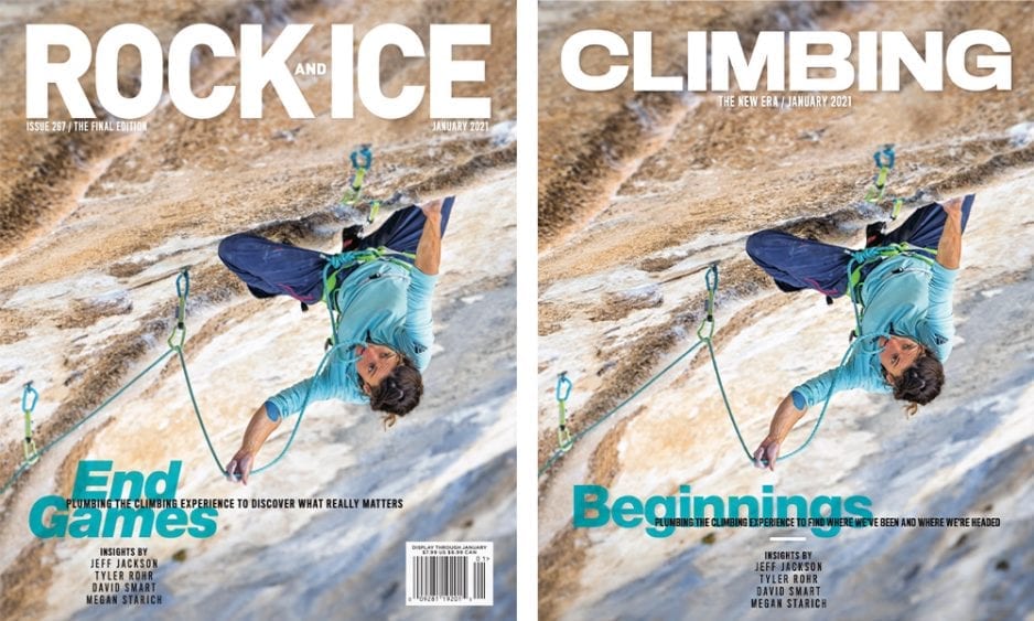 Журналы Rock and Ice (номер 267) и Climbing под одной обложкой