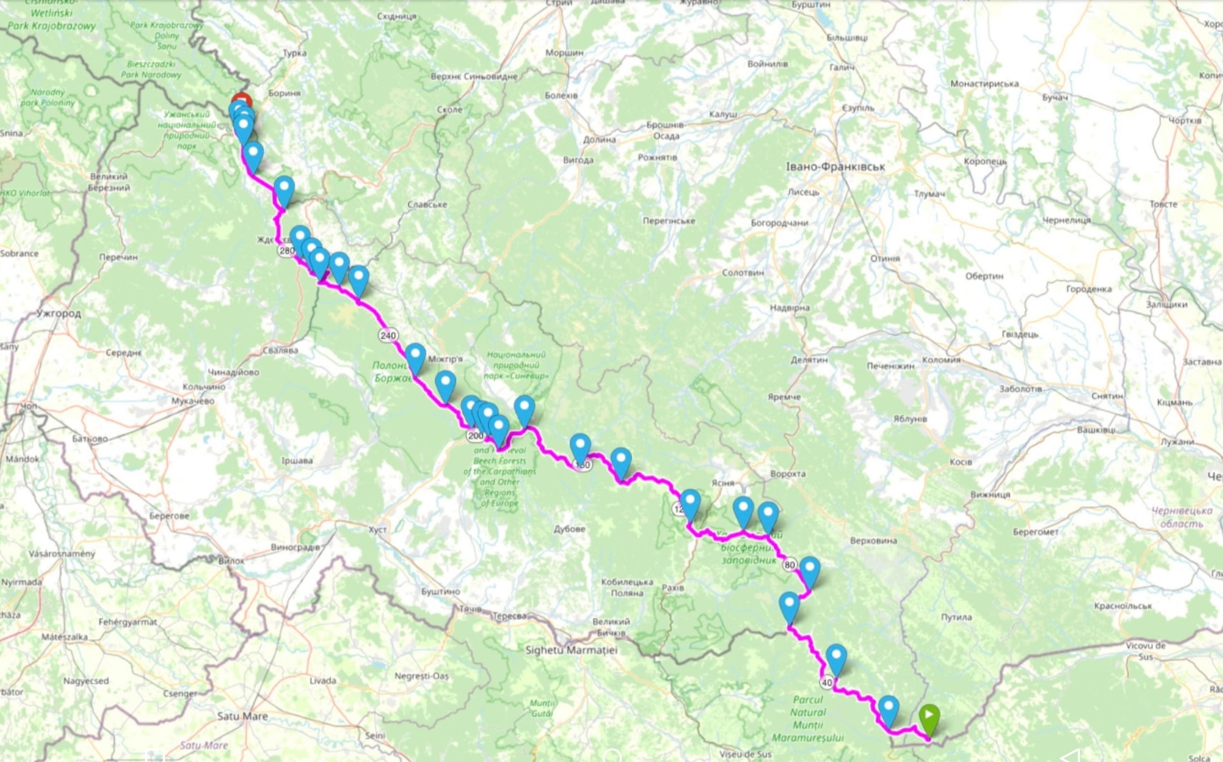 маршрут прохождення по найдовшому та найскладнішому гірському маршруті в Україні 