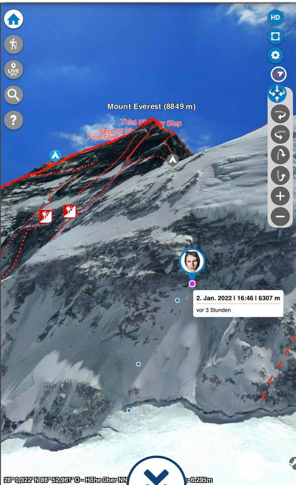 Йошт Кобуш поднялся еще на 300 метров выше по маршруту, достигнув отметки 6300 метров на западном гребне