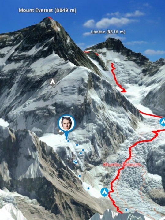 1 января GPS-трекер Йошта зафиксировал его местоположение на самом перевале Лхо Ла