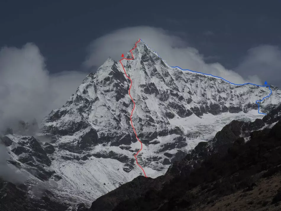  Томеу Рубі (Tomeu Rubí) та Пеп Ройг (Pep Roig) зробили перше в історії сходження в альпійському стилі на південно-східну стіну гори Долма Кханг (Dolma Khang) заввишки 6332 метрів у Непалі. Фото Tomeu Rubí, Pep Roig