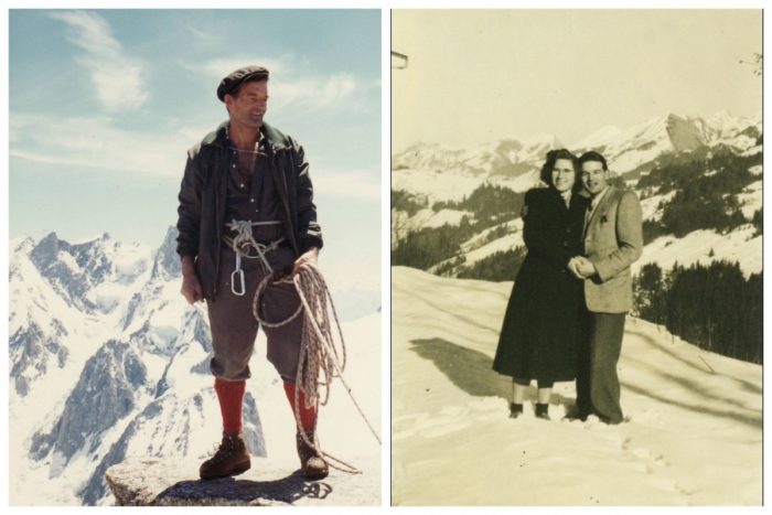 Молодий Марсель Ремі піднімається (ліворуч) і залицяється до своєї дружини (праворуч), завжди в горах, як вдома
