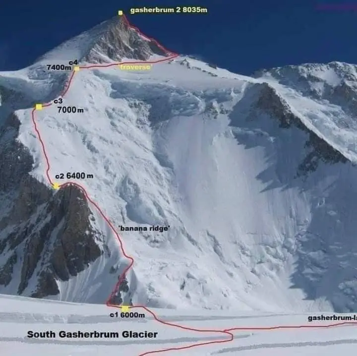  Гашербрум II (Gasherbrum II, 8034 м – тринадцятий за висотою восьмитисячник світу). Стандартний маршрут сходження