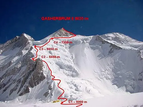 Стандартний маршрут сходження на восьмитисячник Гашербрум II (Gasherbrum II, 8034 м)