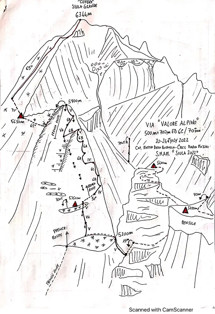 Італійська експедиція Маттео Делла Борделла (Matteo Della Bordella), Марко Мажорі (Marco Majori) на східну стіну Сіула-Гранде (Siula Grande) висотою 6344 метрів. Фото Matteo Della Bordella]