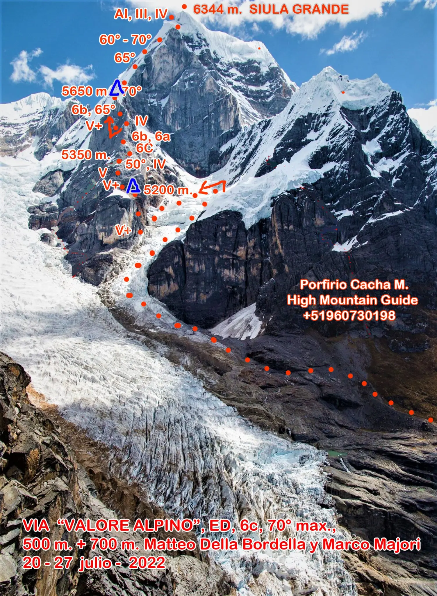 Маршрут "Valore Alpino" на вершину Сіула-Гранде (Siula Grande) висотою 6344 метрів. Фото Matteo Della Bordella