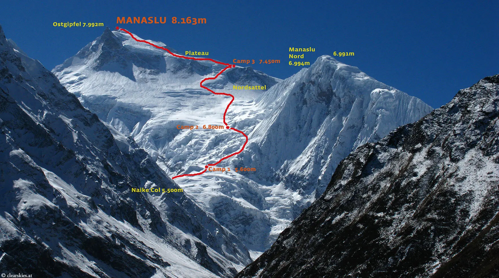 Маршрут сходження на Манаслу (Manaslu, 8156 м)