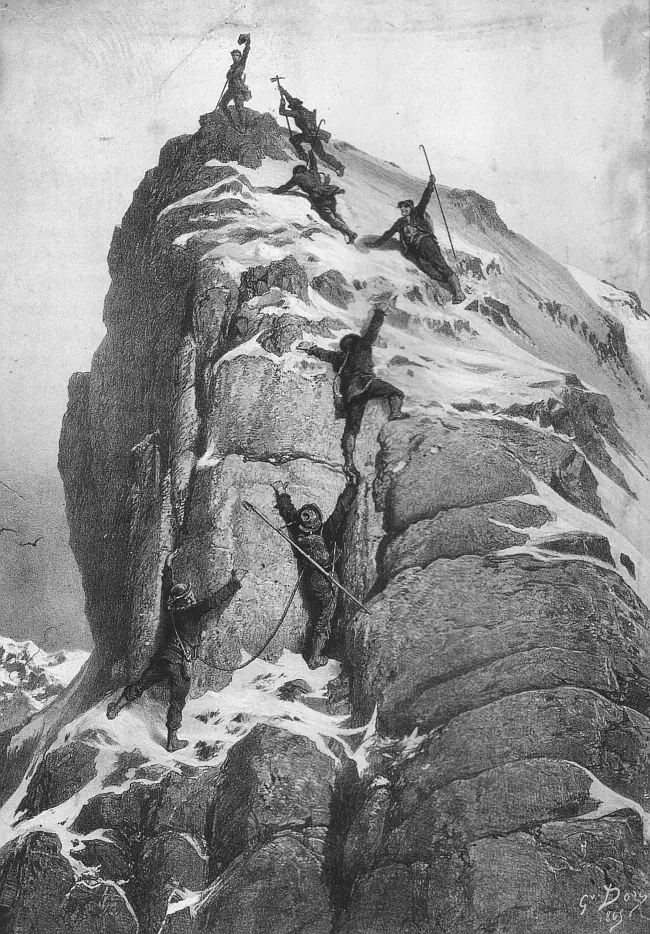 Перше сходження на Маттерхорн членами англійського клубу Alpine Club під керівництвом Едуарда Уїмпера 14 липня 1865 року