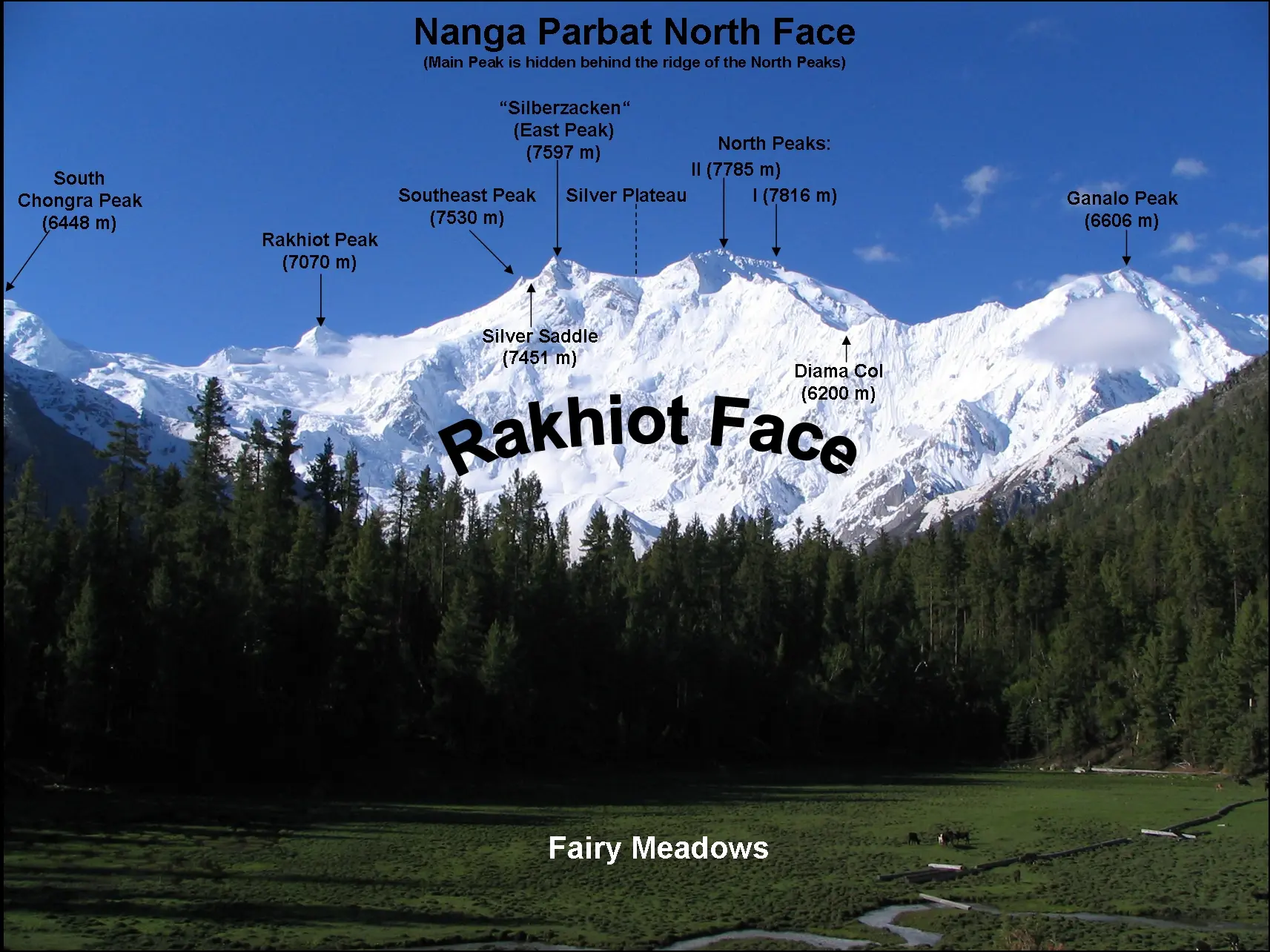 Нангапарбат (Nanga Parbat, 8126 метрів), північна стіна, з боку льодовика Ракхіот