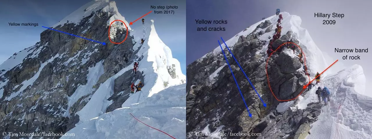 Колишня сходинка Гілларі на Евересті. фото травень 2017 року